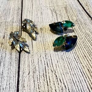 Vintage Glitzy Art Deco Clip-On Earrings​​​​​